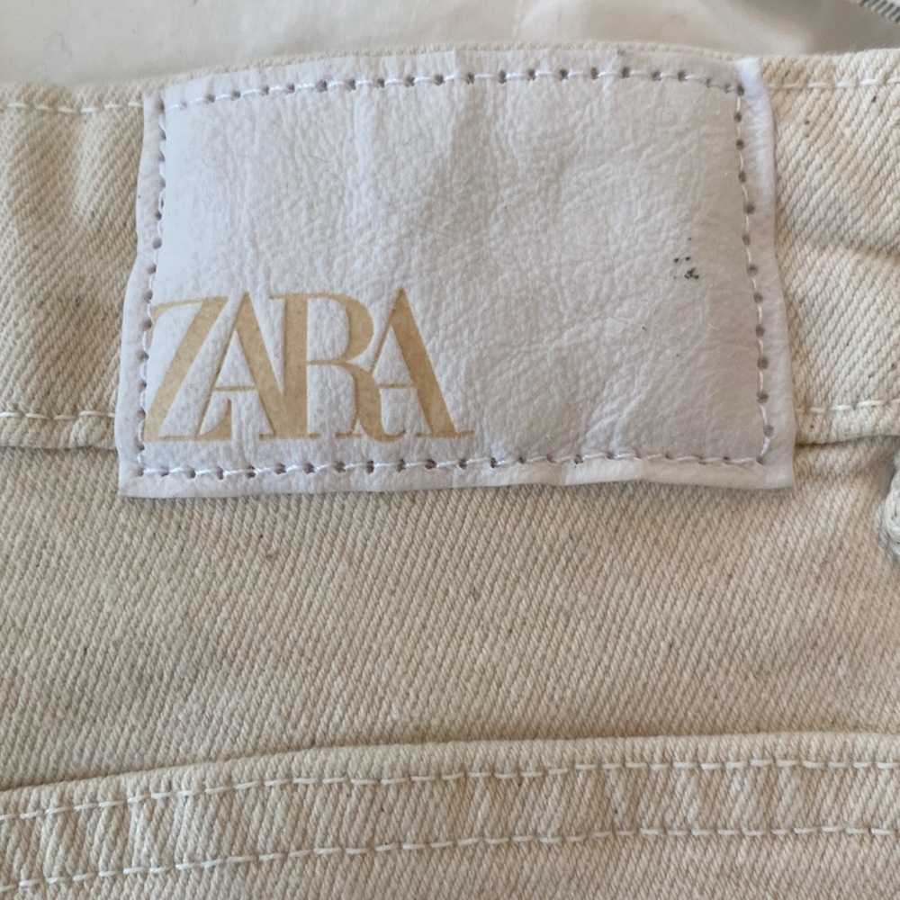 NWT Zara Mini Flare canvas high rise flare leg ankle stretch jeans Sz 6 - Picture 7 of 10